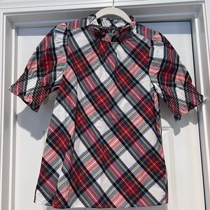 Jcrew red green and white plaid top